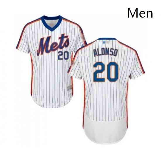 Mens New York Mets 20 Pete Alonso White Alternate Flex Base Authentic Collection Baseball Jersey
